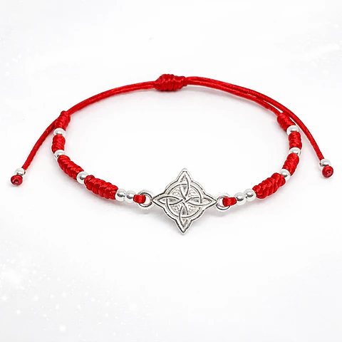 Pulsera Roja Protección Ajustable Plata 925  Nudo de Bruja 