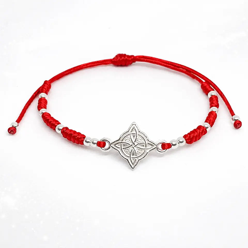 Pulsera Roja Protección Ajustable Plata 925  Nudo de Bruja  1