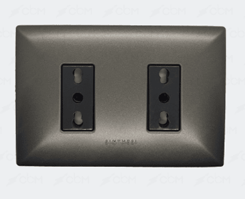 ENCHUFE DOBLE 10/16A S17 GRAFITO-NOIR ARMADO SINTHESI