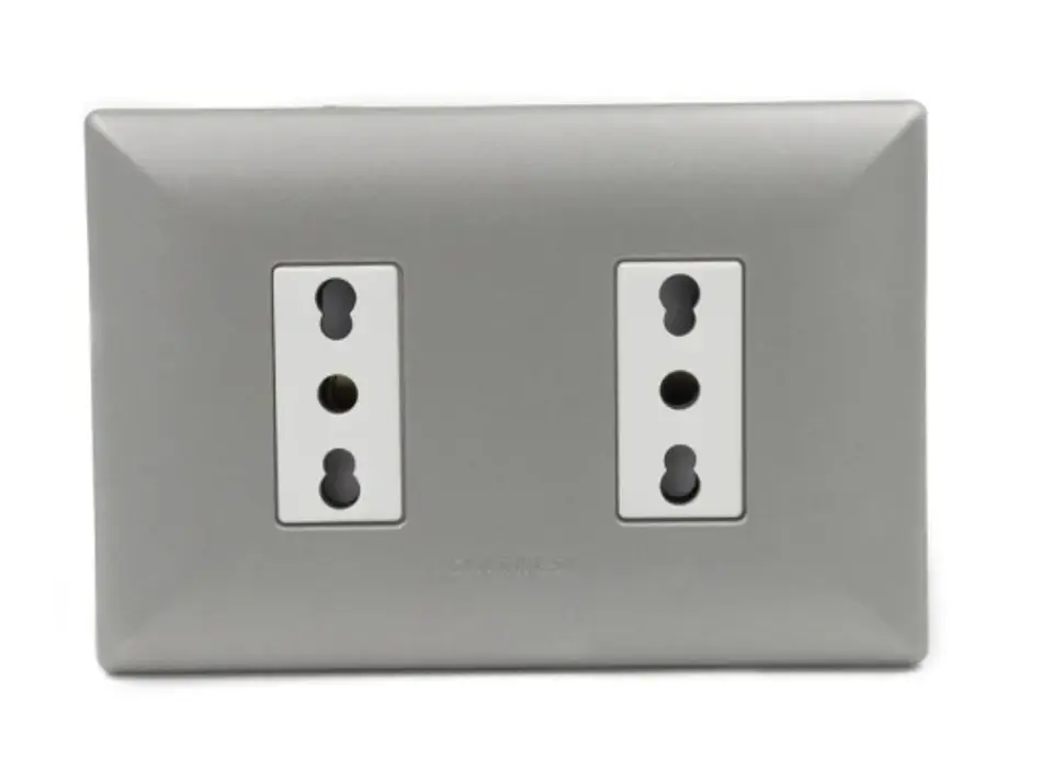 ENCHUFE DOBLE 10/16A S17 NICKEL ARMADO SINTHESI 1