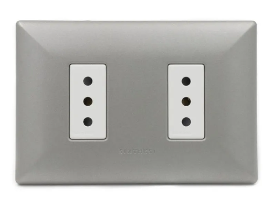 ENCHUFE DOBLE 10A S17 NICKEL ARMADO SINTHESI 1