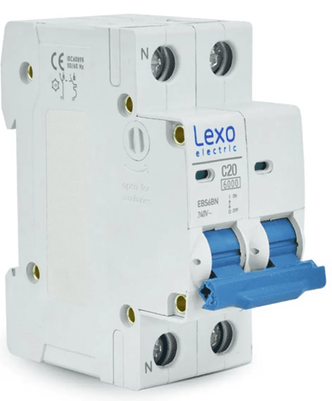 INTERRUPTOR AUTOMATICO OMNIPOLAR 1P+N 20A "C" 6KA EBS6BN LEXO ELECTRIC