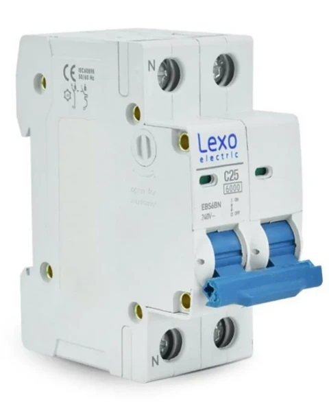 INTERRUPTOR AUTOMATICO OMNIPOLAR 1P+N 25A "C" 6KA EBS6BN LEXO ELECTRIC