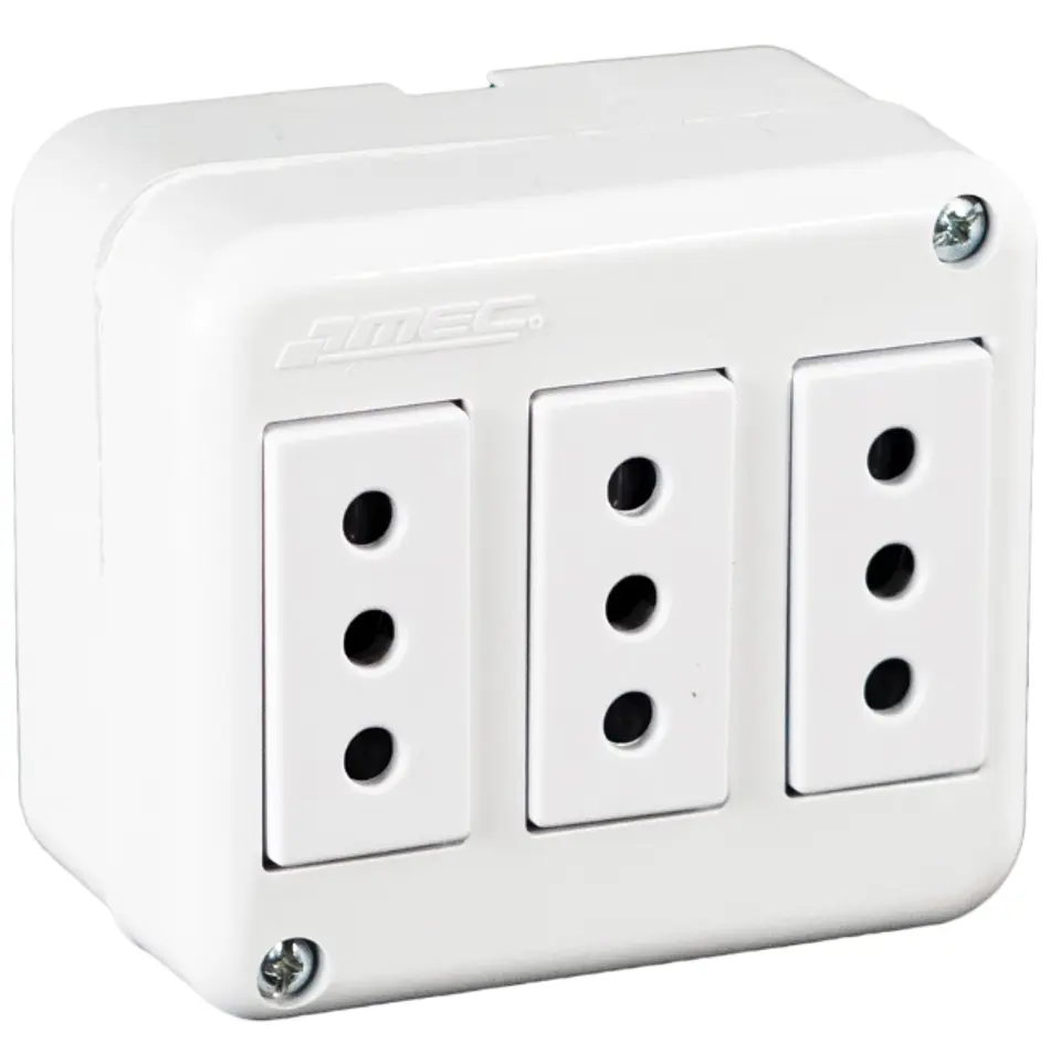 ENCHUFE S/P TRIPLE 9/12  10A-250V MEC BLANCO 1