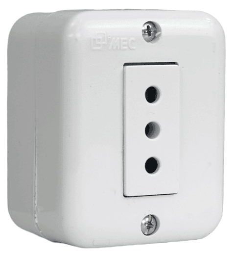 ENCHUFE S/P SIMPLE 9/12  10A-250V MEC BLANCO