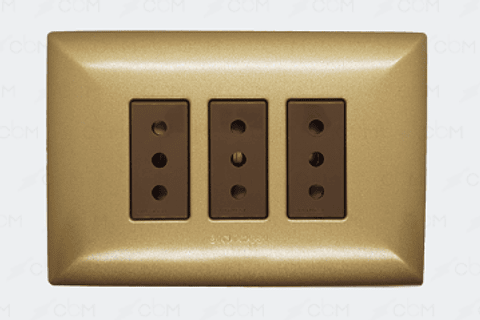 ENCHUFE TRIPLE 10A S17 BRONCE-CAFE ARMADO SINTHESI