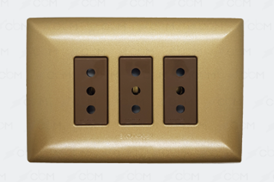 ENCHUFE TRIPLE 10A S17 BRONCE-CAFE ARMADO SINTHESI 1