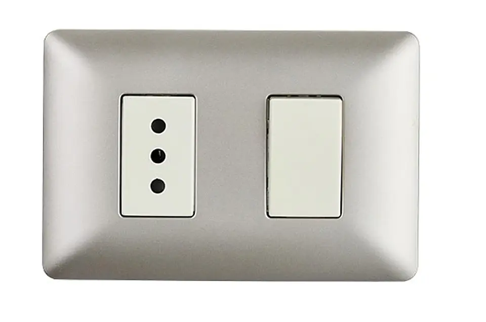 INTERRUPOR SIMPLE 9/12+ ENCHUFE SIMPLE 10A EMB. ARMADO STANFORD CHAMPAGNE 1