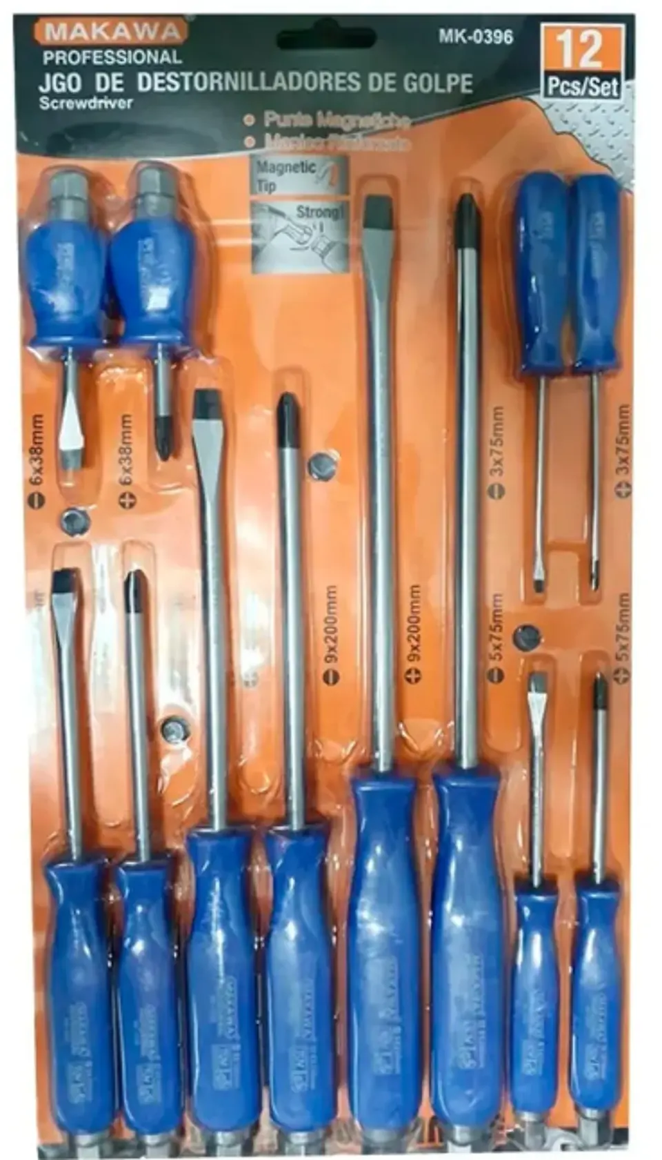 JUEGO DESTORNILLADORES DE GOLPE 12PCS MAKAWA MK-0396 1