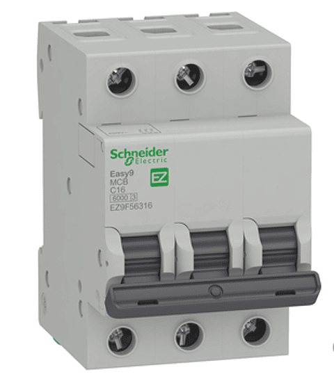 INTERRUPTOR AUTOMATICO 3X16A "C" 6KA EASY9 MCB SCHNEIDER ELECTRIC