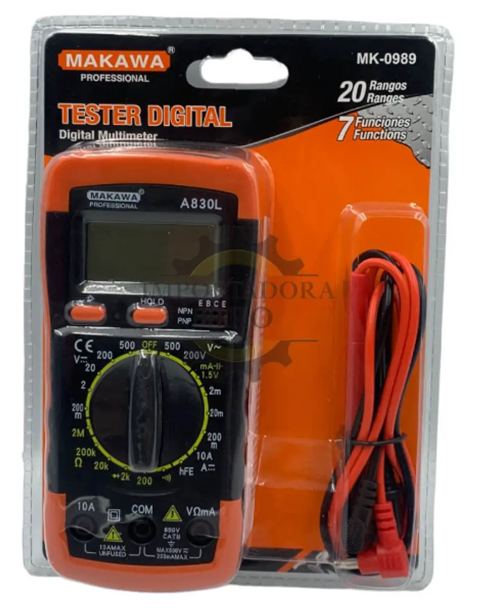 MULTIMETRO DIGITAL 20 RANGOS 7 FUNCIONES MAKAWA MK-0989 1