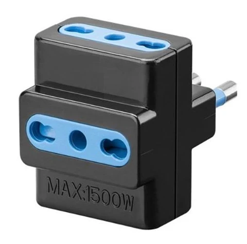 ENCHUFE MACHO TRIPLE 2P+T 10A NEGRO EKOLINE