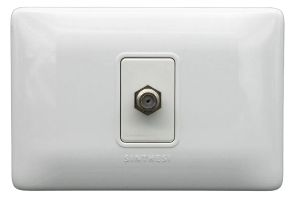 PLACA TOMA COAXIAL EMB. ARMADO SINTHESI S12 BLANCO 1