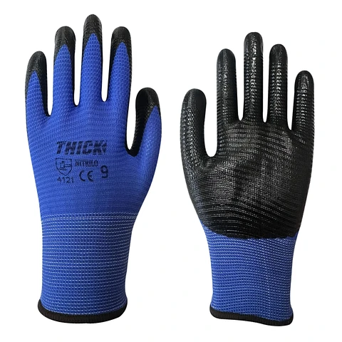 GUANTE  NITRILO RUGOSO AZUL N° 9 THICK