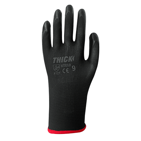 GUANTE FLEX PU NEGRO BORDE ROJO TALLA 9 THICK
