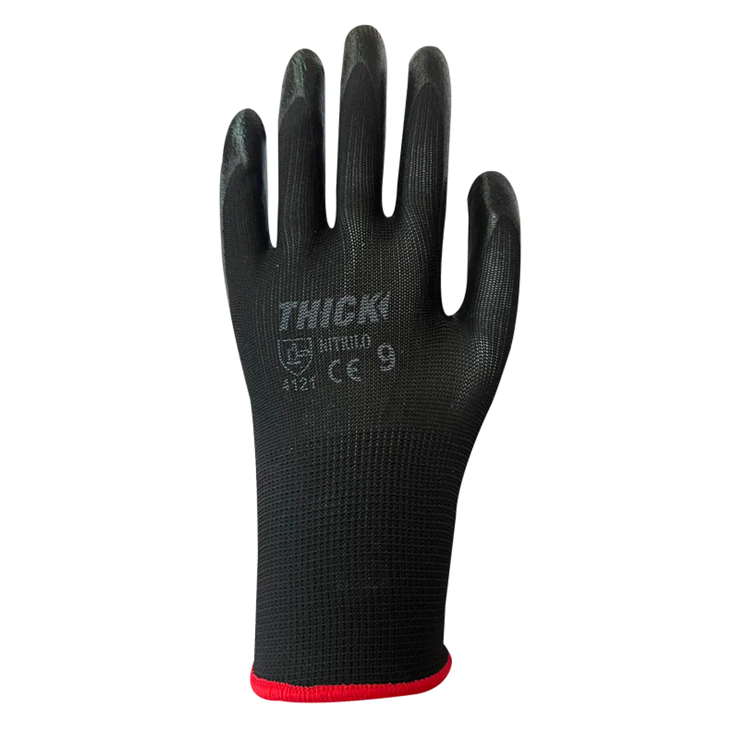 GUANTE FLEX PU NEGRO BORDE ROJO TALLA 9 THICK 2