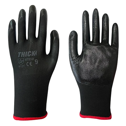 GUANTE FLEX PU NEGRO BORDE ROJO TALLA 9 THICK