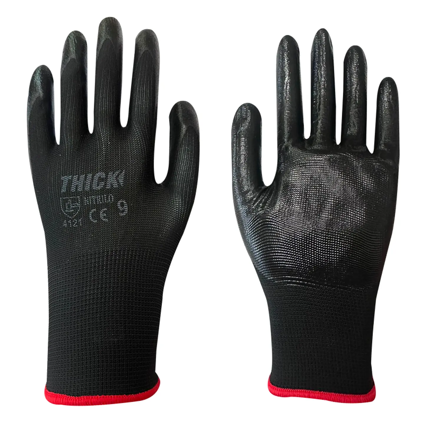 GUANTE FLEX PU NEGRO BORDE ROJO TALLA 9 THICK 1