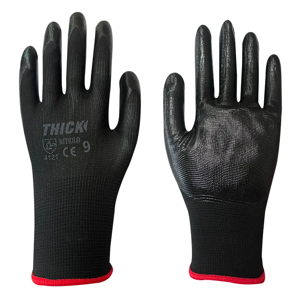 GUANTE FLEX PU NEGRO BORDE ROJO TALLA 9 THICK 1