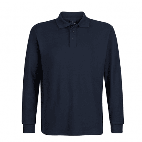 POLERA PIQUÉ MANGA LARGA AZUL-S