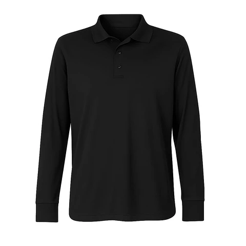POLERA PIQUÉ MANGA LARGA NEGRA-XL