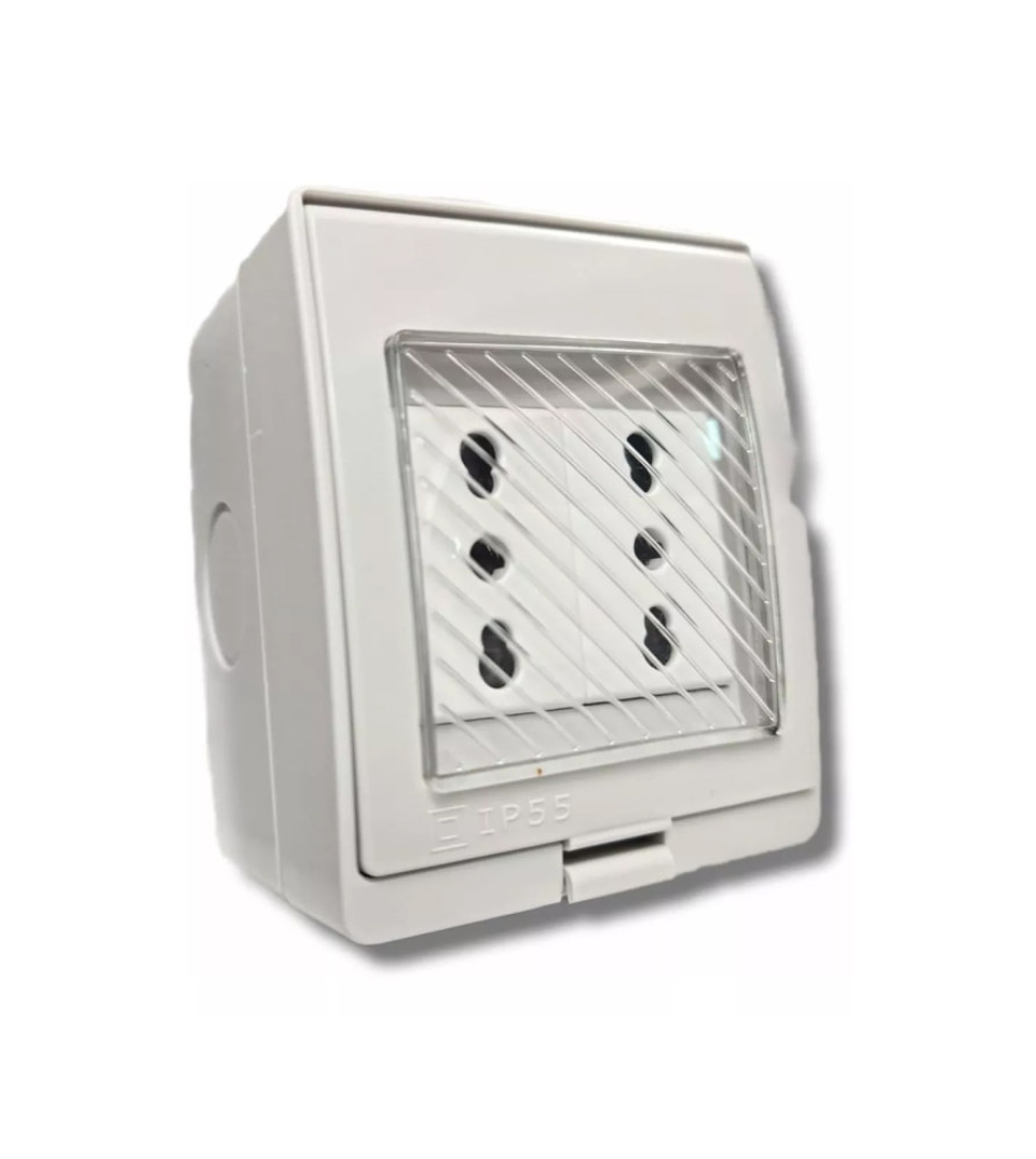 CASQUETE HIDROBOX IP55 C/ENCHUFE DOBLE 2P+T 10/16A EKOLINE 1