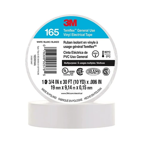CINTA AISLADORA TEMFLEX 165 3M BLANCA 19MMX9,14MX0.15MM