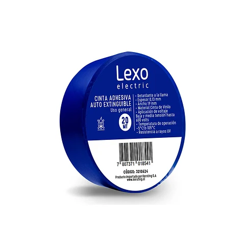 CINTA AISLADORA VINILICA LEXO AZUL 19MMX20MX0.13MM