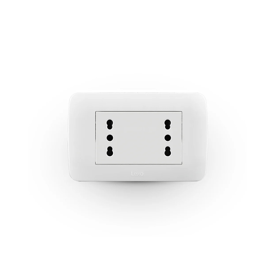 ENCHUFE DOBLE EMB. ARMADO 10/16A 10A  LEXO BLANCO 1