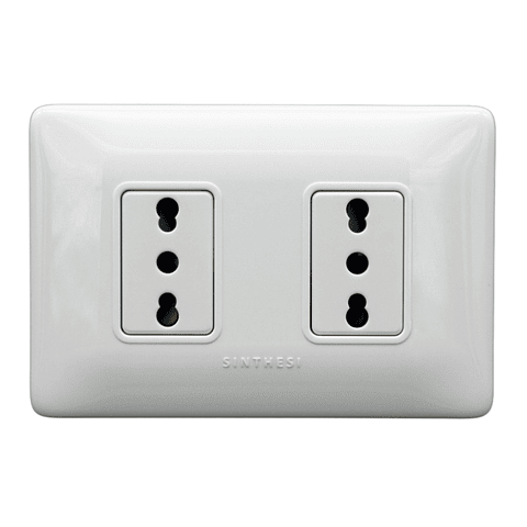 ENCHUFE DOBLE EMB. ARMADO 10/16A DUPLEX SINTHESI S12 BLANCO