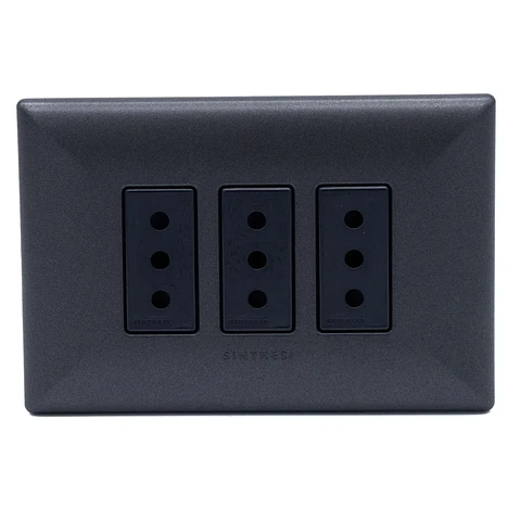 ENCHUFE TRIPLE 10A S17 GRAFITO-NOIR ARMADO SINTHESI