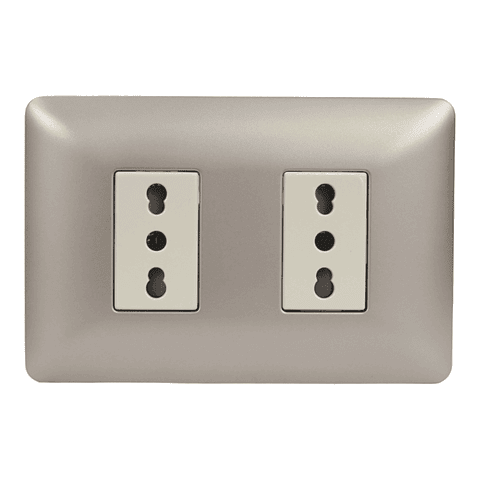 ENCHUFE DOBLE EMB. ARMADO 10/16A STANFORD CHAMPAGNE