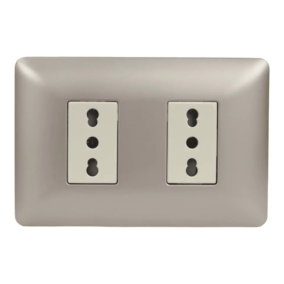 ENCHUFE DOBLE EMB. ARMADO 10/16A STANFORD CHAMPAGNE 1