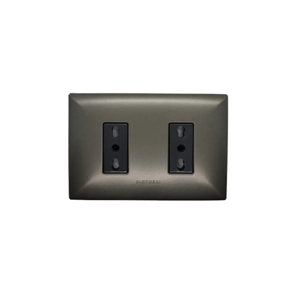 ENCHUFE DOBLE EMBUTIDO ARMADO 10/16A SINTHESI S17 GRAFITO-NOIR  1