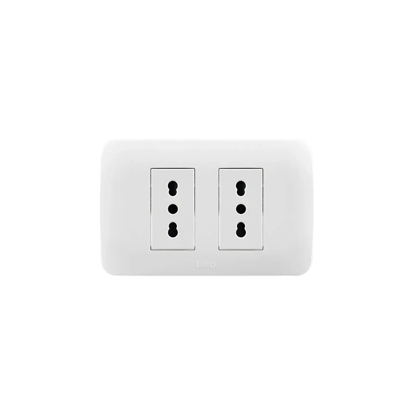 ENCHUFE DOBLE EMBUTIDO ARMADO 10/16A LEXO LINEA NATIVA BLANCA 1