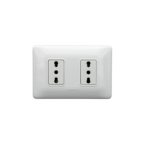 ENCHUFE DOBLE EMB. ARMADO 10/16A DUPLEX SINTHESI S12 BLANCO