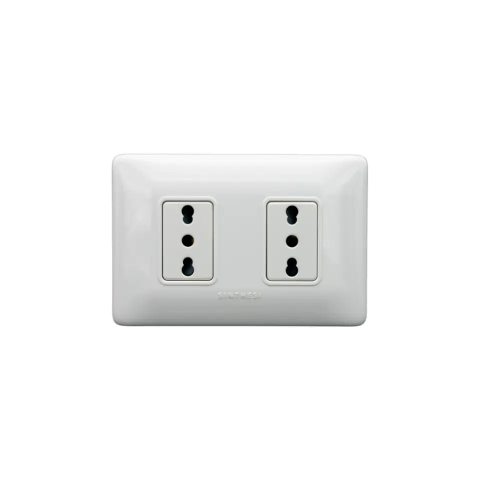 ENCHUFE DOBLE EMBUTIDO ARMADO 10/16A SINTHESI S12 BLANCO 1