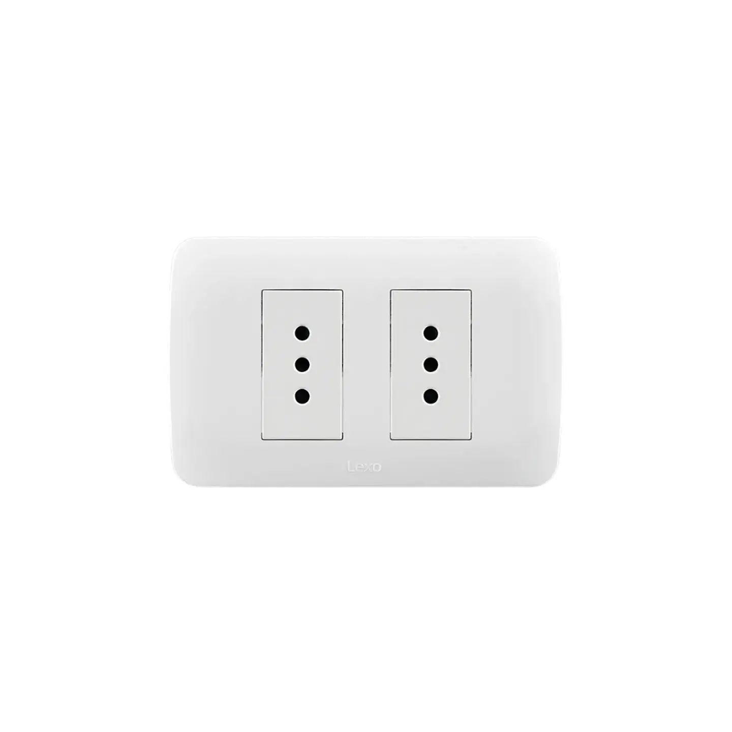 ENCHUFE DOBLE EMBUTIDO ARMADO 10A LEXO LINEA NATIVA BLANCA 1