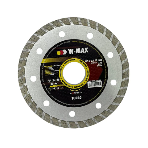 DISCO DE CORTE DIAMANTADO TURBO 4 1/2" 115X22.23MM W-MAX