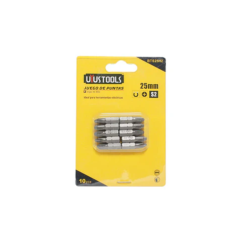 JUEGO DE PUNTAS PHILIPS S2 PH2 CRUZ 25MM 10PCS UYUSTOOLS BTS25H2