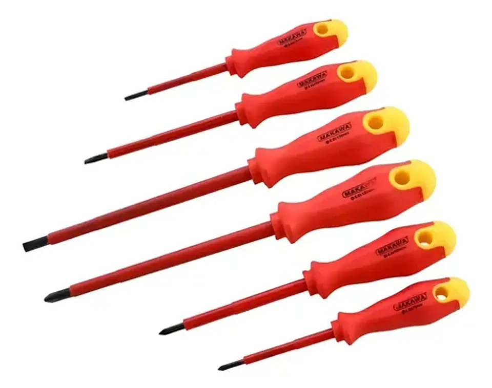 JUEGO DE DESTORNILLADORES PARA ELECTRICISTAS 1000V 6PCS CR-V MAKAWA MK-0084 1