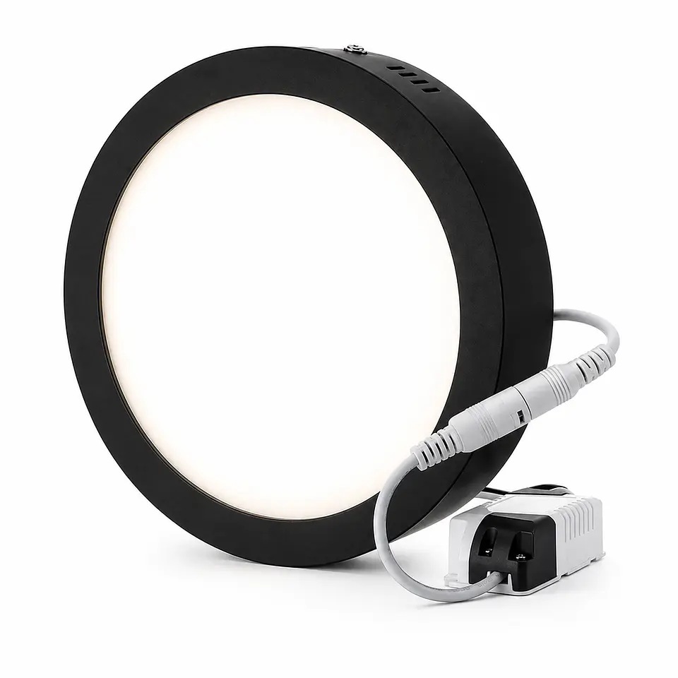 FOCO LED SOBREPUESTO BORDE NEGRO REDONDO 12W 4000K FARETTO 