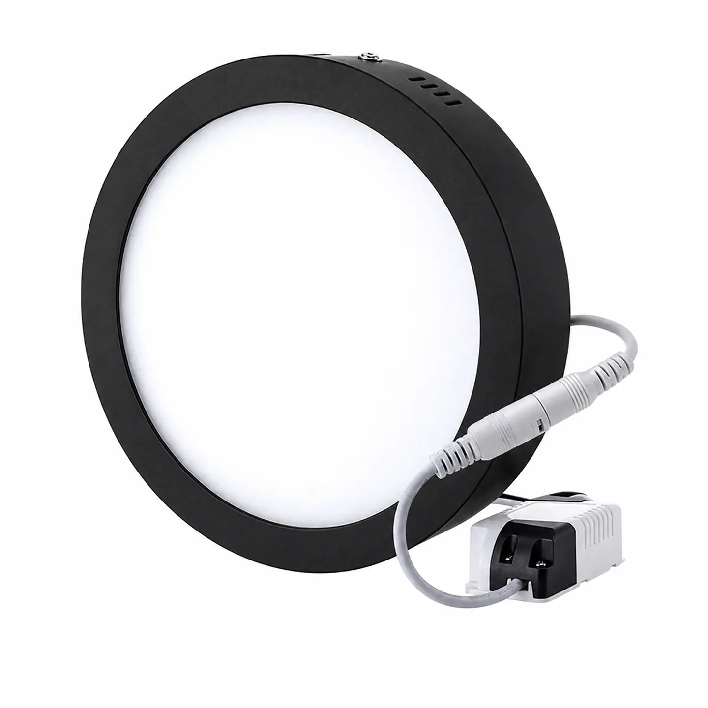 FOCO LED SOBREPUESTO BORDE NEGRO REDONDO 12W 6000K FARETTO 
