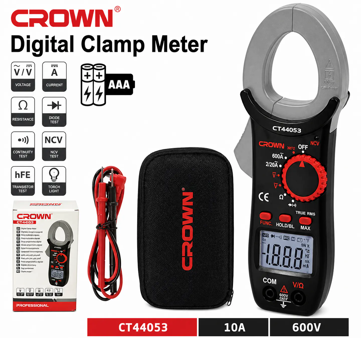 AMPERIMETRO DIGITAL 600V CROWN CT44053 1
