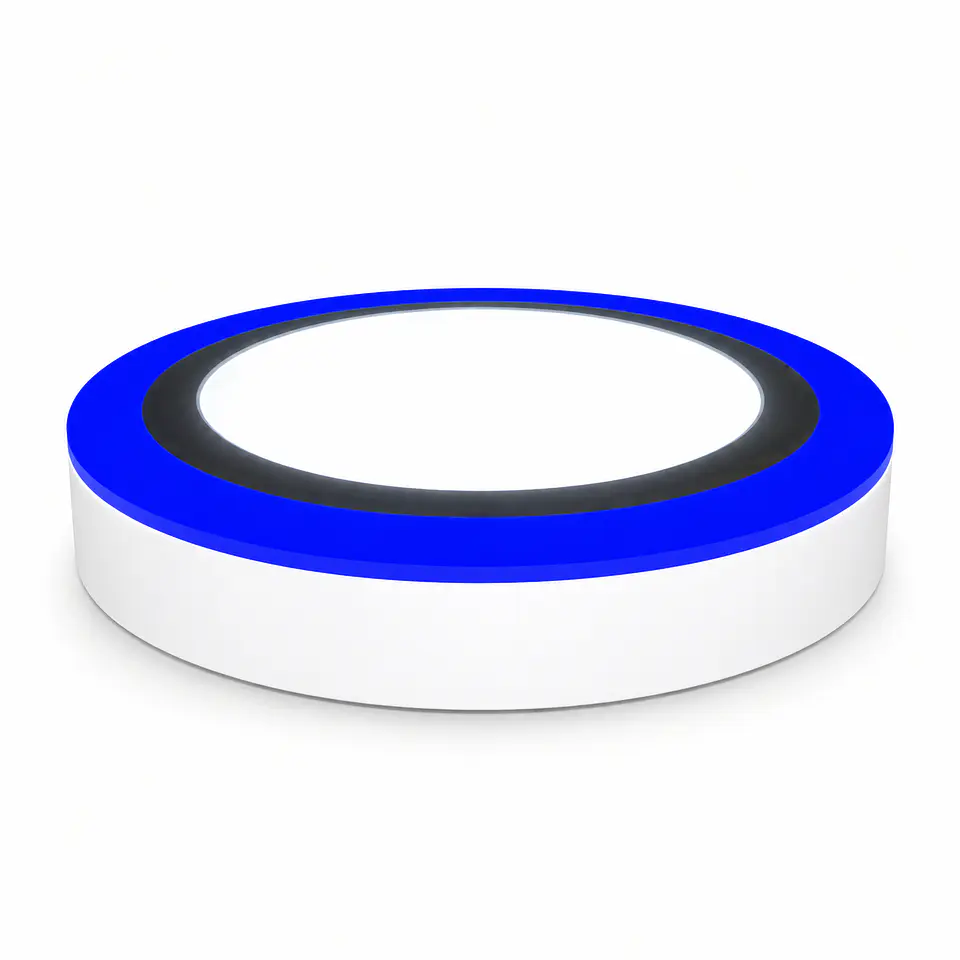 FOCO LED SOBREPUESTO REDONDO 18+6W LUZ BLANCO FRIO BORDE AZUL 1