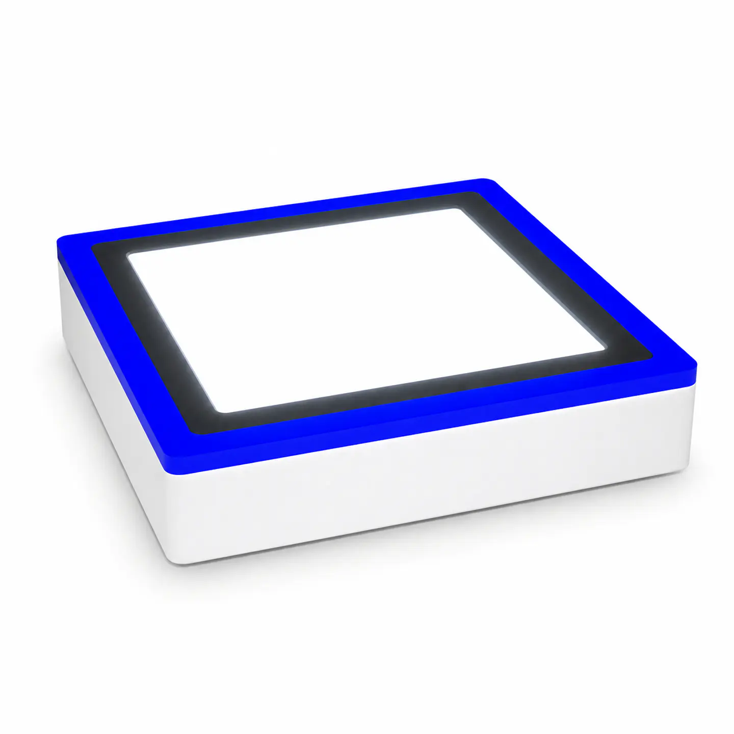 FOCO LED SOBREPUESTO CUADRADO 18+6W LUZ BLANCO FRIO BORDE AZUL 1