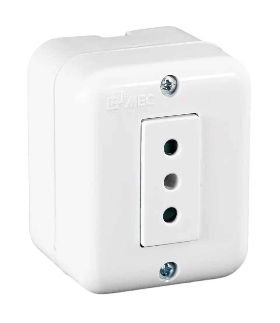 ENCHUFE SOBREPUESTO SIMPLE 10A-250V MEC BLANCO 1