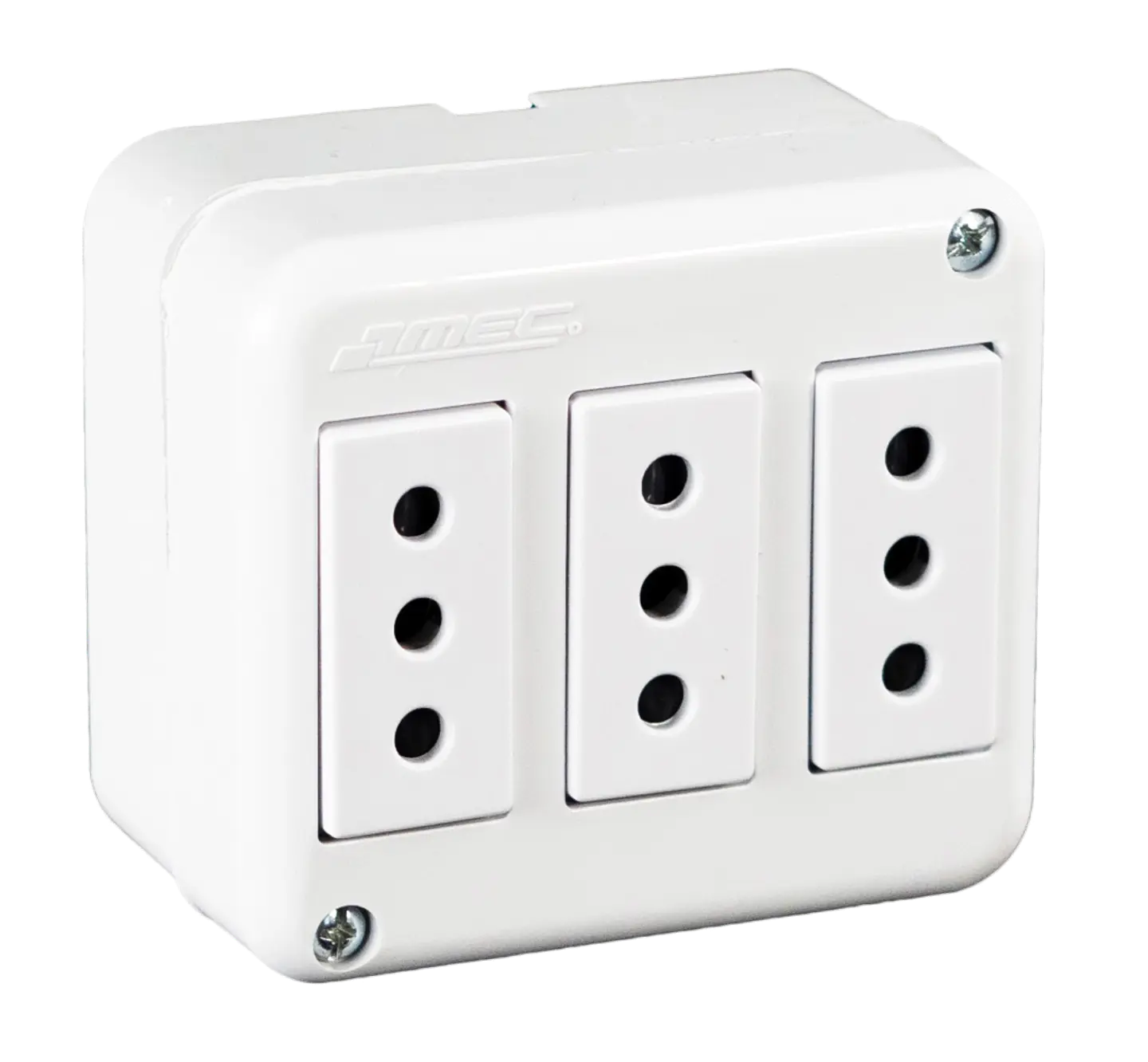 ENCHUFE SOBREPUESTO TRIPLE 10A-250V MEC BLANCO 1