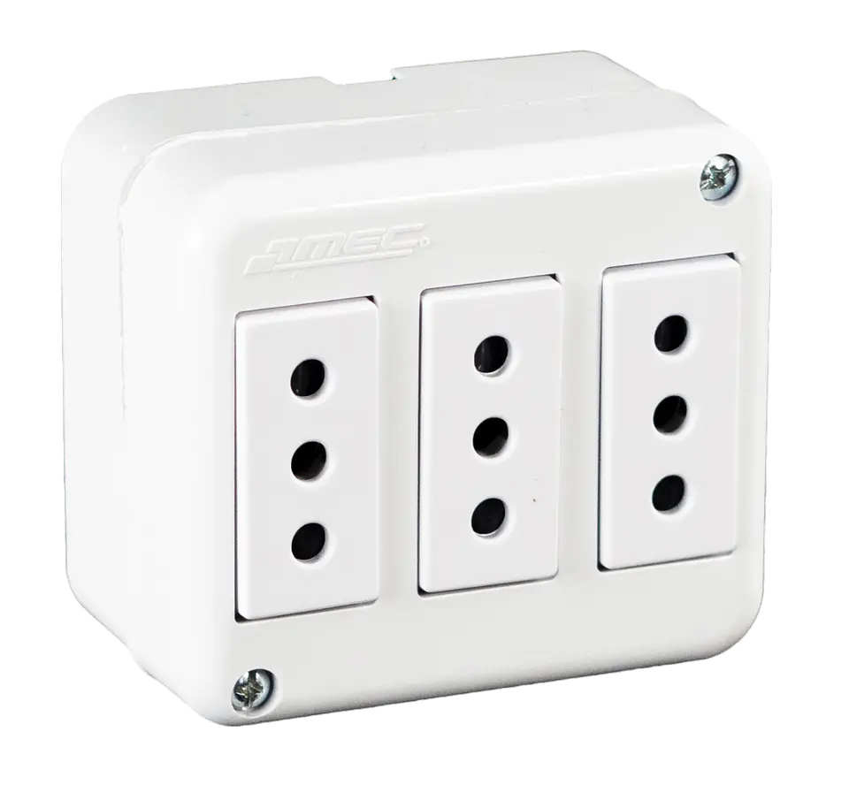ENCHUFE SOBREPUESTO TRIPLE 10A-250V MEC BLANCO 1
