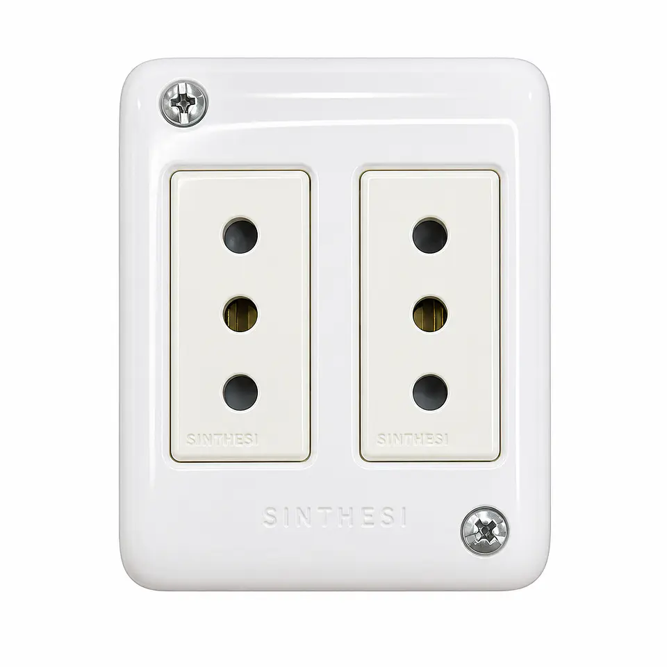ENCHUFE DOBLE SOBREPUESTO 10A SINTHESI S17 BLANCO 1